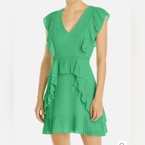 BCBGMAXAZRIA Pleated Ruffles Mini Dress
